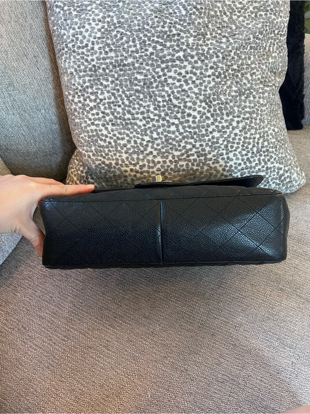 Chanel Classic Single Flap Black Quilted Caviar Jumbo Shoulder Bag - Picture 7 of 13